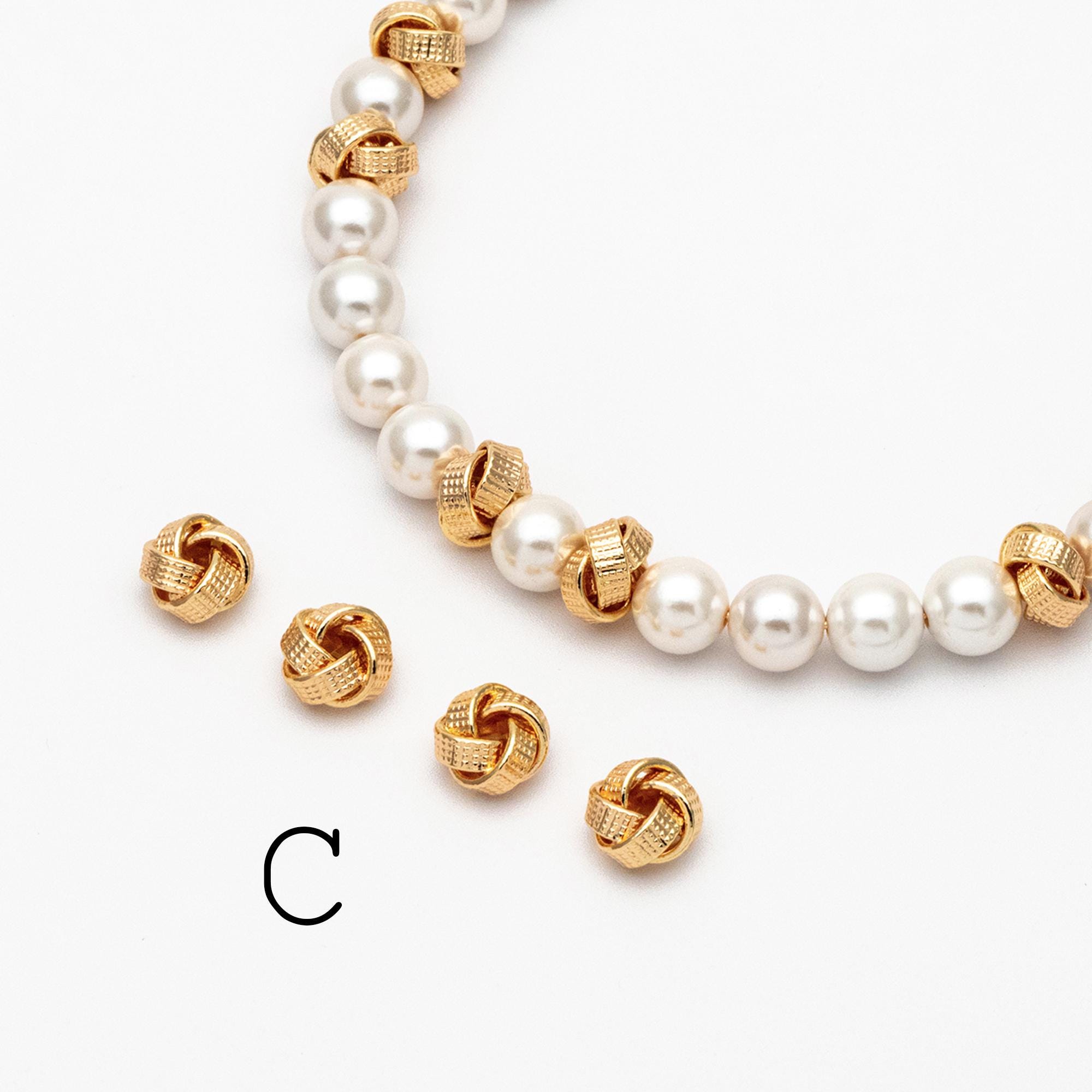 10pcs Gold Knot Spacer Beads , Gold plated Brass, Jewelry Making Supplies Wholesale (GB-3715)